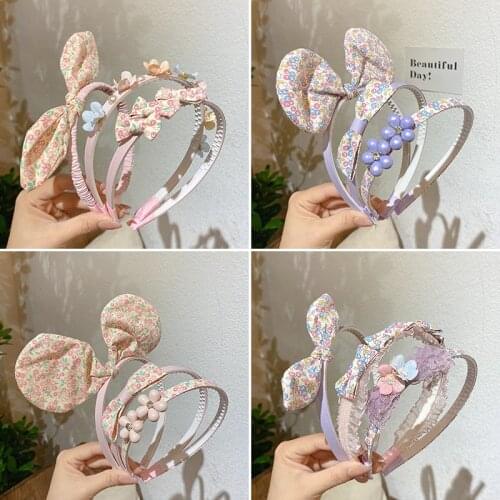 3 Pcs/Set Baby Girls Cute Colors Floral Bow Pearl Hairbands Headwears Children Lovely Hair Hoop Headbands Kids Hair Accessories