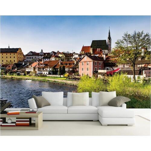 Custom photo 3d wallpaper Beautiful landscape architecture of foreign seaside towns decor 3d wall murals wallpaper for walls 3 d