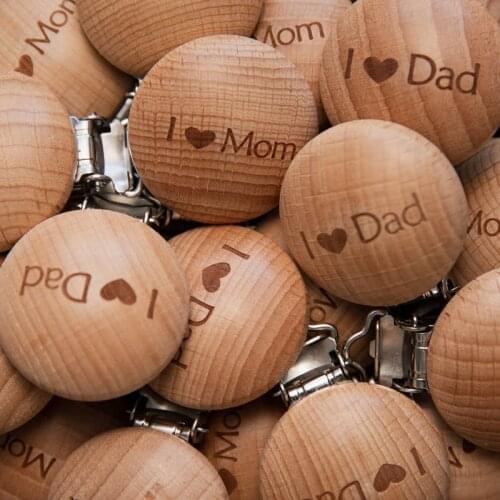 5Pcs Baby Pacifier Clips Food Grade Beech Wooden Dummy Holder Chain Clips Baby Teething Handmade Product For Newborn Boy Girl