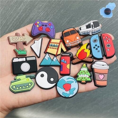 50Pcs Outdoor Mountain Car Sun Camp Camera Japanese Game Handle Hat Sandals Decorations Accessories for Croc Jibz Shoe Charms