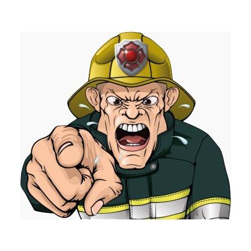 LLY-1187 Angry Firefighter Lnterest Car Sticker PVC Auto Motorcycle Accessories Bumper Decoration Waterproof Creativity Decals