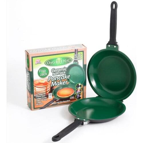 Non-stick Flip Pan Ceramic Pancake Maker Double Side Frying Pan Green Ceramic Coating Pancake Maker Household Kitchen Cookware