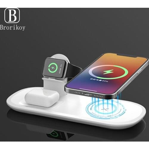 3 in 1 Qi Wireless Charger 15W Wireless Charging for iPhone 12 11 Pro Max X XS Max 8 for iWatch 6 5 4 3 2 AirPods Pro Pad Holder
