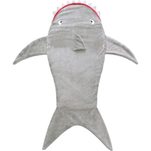 Good Quality New Animal Flannel Sleeping Bag 3D Cartoon Shark Tail Sofa Beach Soft Blanket for Kids Newborn Baby Infants Gifts