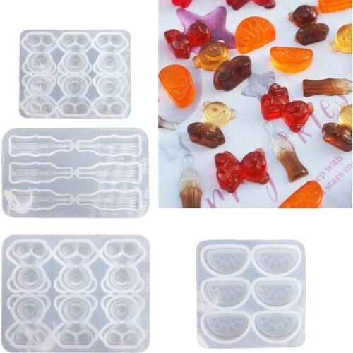 2020 DIY Gummy Molds Silicone Bear Orange Candy Chocolate Coke Drink Bottle Expory Resin Casting Pendant Mold