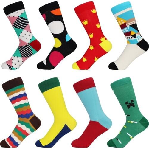 Geometry Style Fashion Socks Female Funny Cotton Socks Women Winter Fall Men Unisex Happy Short Lady Socks