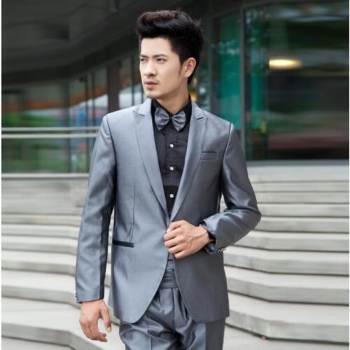 Chorus mariage groom wedding suits for men blazer boys prom suits fashion slim masculino latest coat pant designs silver fashion