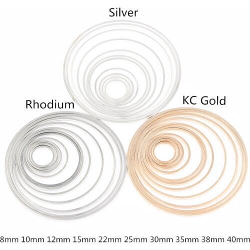 20pcs/lot Copper Silver/KC Gold Color Round Jewelry Accessories Fashion Contract Geometric Earrings Pendants DIY Making&Finding