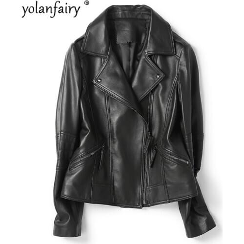 YOLANFAIRY Genuine Leather Jacket Women Real Leather Womens Coats Female Clothing 100% Sheepskin coat Mulheres Casacos C19 TN2