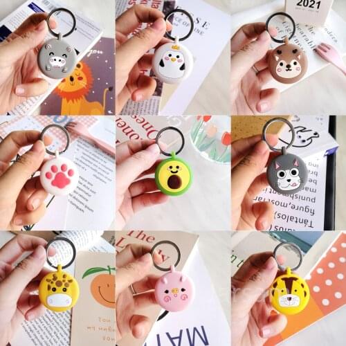 Cute Cartoon Soft Silicone Case For AirTag Tracker Locator Anti-Lost Device Keychain Protective Skin Cover Accessories
