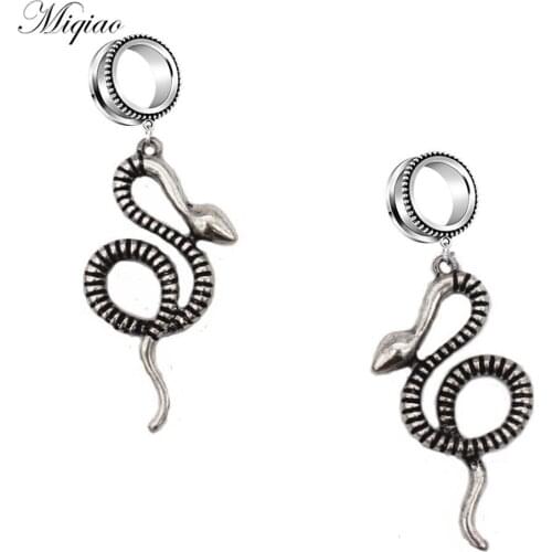 Miqiao 2pcs Trend Simple Stainless Steel Musical Note Movement Snake-shaped Ear Amplifying Pulley Body Piercing Jewelry