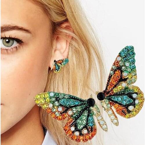 Fashion Women Multicolor Rhinestone Butterfly Ear Stud Earrings Party Jewelry new