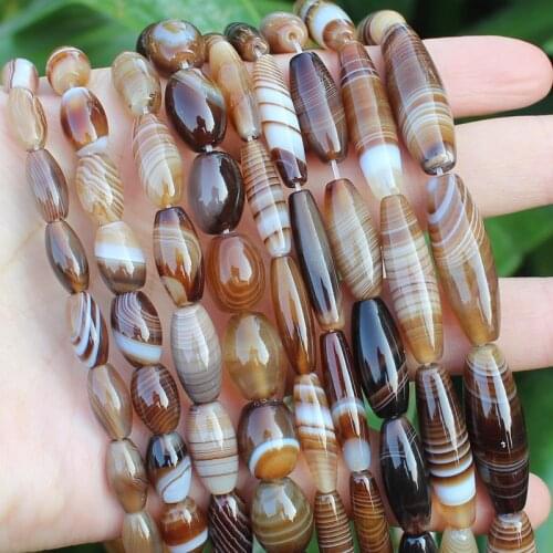 Frost, smooth Multi Size 13-25mm coffe Color Stripe agates Drum shape beads 15",Can be mixed wholesaled for all items