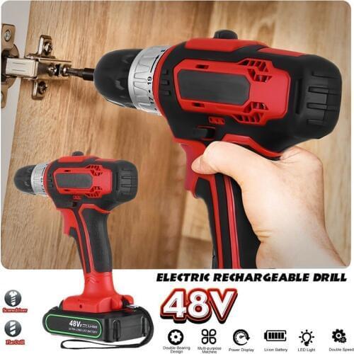 Dreamburgh New 48V Cordless Drill Combi LED Impact Screwdriver Driver Power Tool Rechargeable Electric Drill with Li-Ion Battery
