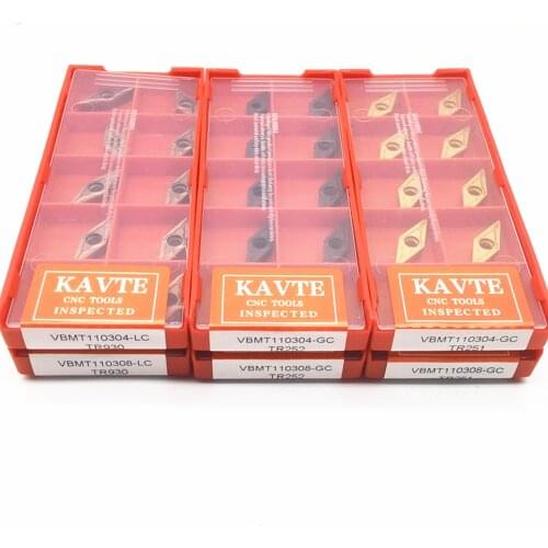 KAVTE New VBMT110304 VBMT110308*10pc Turning carbide inserts.Turning blades for SVVBN/SVJBR,for Stainless Steel Steel Hard Steel