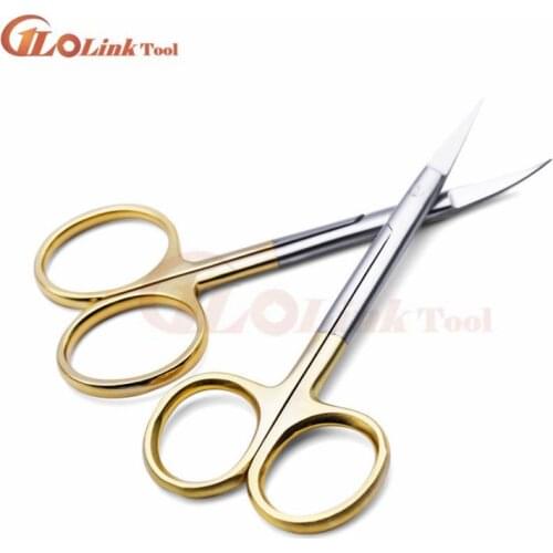 Double-eyelid scissors with gold handle 9.5cm stainless steel surgical instrument for ophthalmic surgery Tool Parts