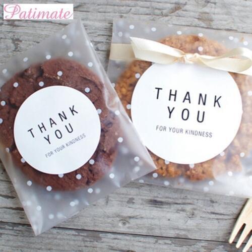 PATIMATE 100/60pcs Transparent Plastic Bag Candy Cookie Gifts Bag Frosted OPP Birthday Party Candy Packaging Bag Pouch Gift Box