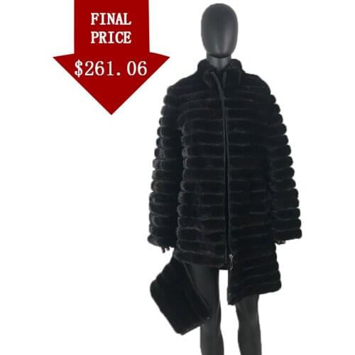 Coat 100% Genuine Mink-Fur Jacket Length Detachable New Warm Outdoor Solid-Color High-Quality