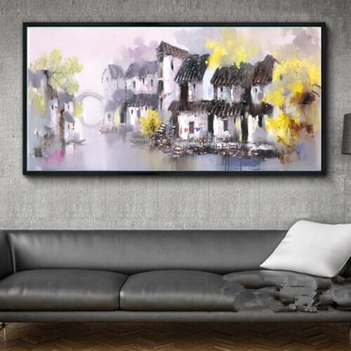Landscape Oil Painting of Suzhou China Unframed Canvas Printings Modern Home Decor Wall Art Picture Poster Painting