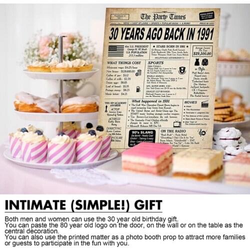 Classy Vintage Table Decor Birthday Card Poster 30th-80th Birthday Decorations for Women or Men Turning 30-80 Years Old Back