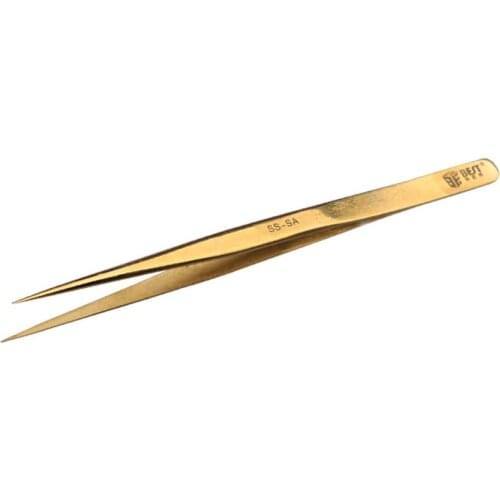 Gold-plated Stainless Steel Tweezers Wear-resistant Tweezers Curved Straight Eyelash Gold-Plated Pincet Eyebrow BST-SS-SA