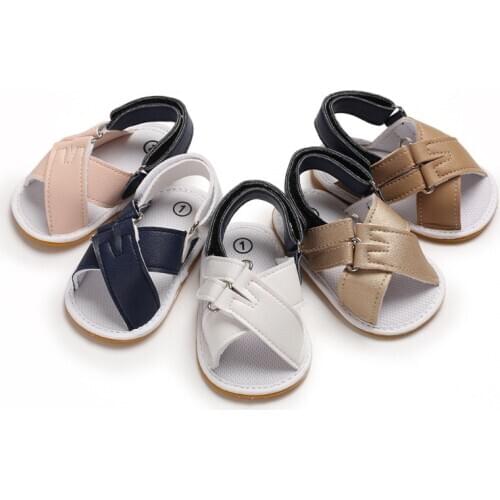 New Summer Baby Kid Boys Sandals Breathable Anti-Slip Shoes Prewalker Newborn PU Sandals Toddler Soft Soled Crib Shoes 0-18M