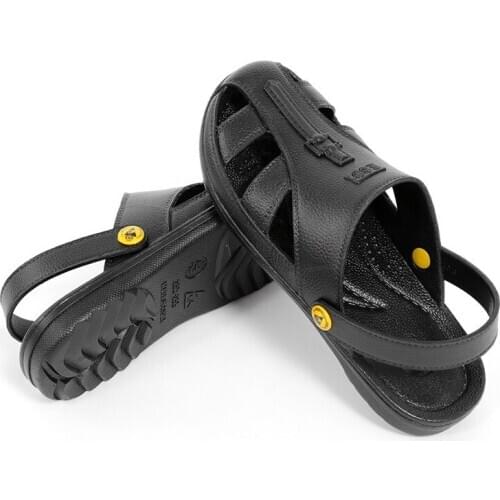 Anti-static Work Safety SPU Shoes Leather Sandals Slipper Non-slip Breathable Electronic Workshop Men Women