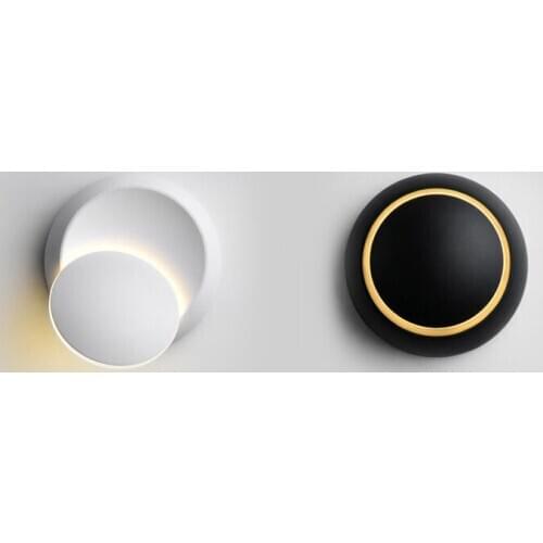 DONWEI Modern LED Wall Lamp Round Rotate Bedside Wall Light Indoor Decoration Moon Light for Corridor Aisle Living room Bedroom