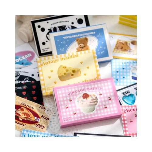 Retro Girls' Hall Series Boxed Stickers Cute Art DIY Basic Handbook Decoration Material