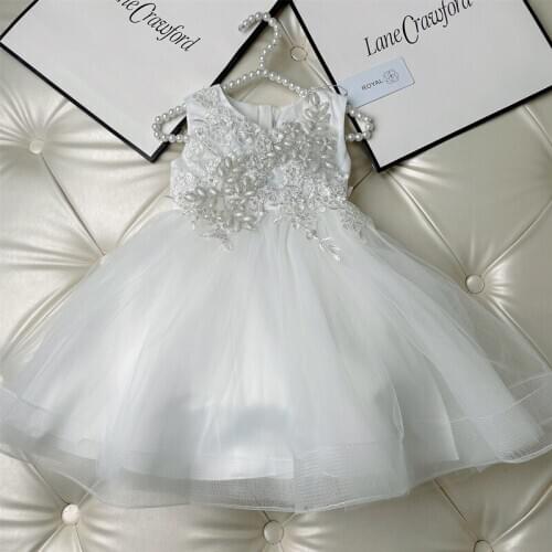 High Quality 2021 New Girls White Birthday Party Dress Toddler Kids Princess Tutu Mesh Dresses Free Shipping