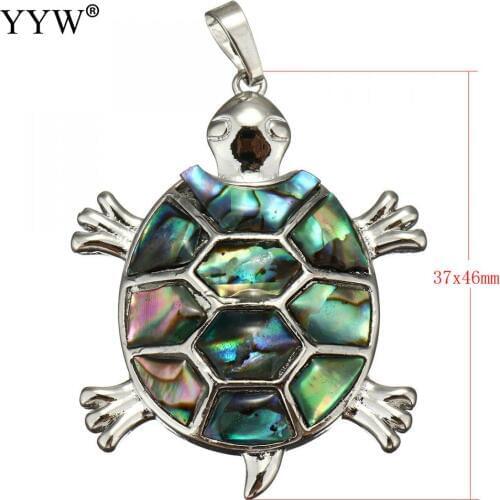 Vintage Natural Abalone Shell Turtle Pendants Antique Silver Plated Abalone Shell Pendants Charms Jewelry Making