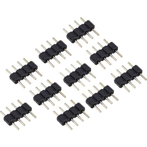 High quality 10 PCS 4 pins needle LED 4pin RGB connector male type double 4pin DIY small part For LED SMD RGB 5050 3528 Strip