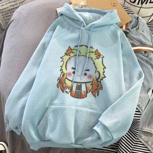 Y2k Fashion Demon Slayer Harajuku Anime Clothes Hoodie Women Rengoku Kyoujurou Hoodies Kimetsu No Yaiba Pullovers Long Sleeve