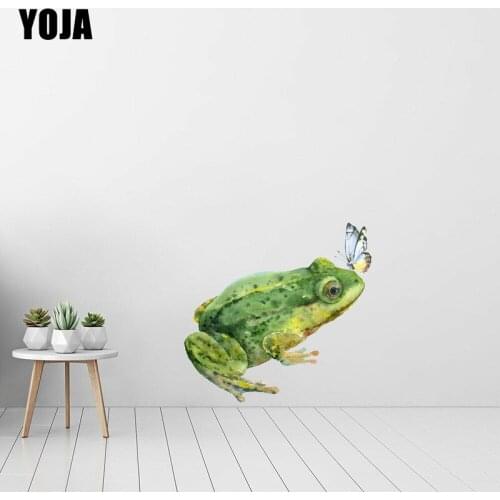 YOJA 50.9×49CM Watercolor Painting Frog Butterfly Fashion Home Decor Funny Room Wall Stickers 8WS0389