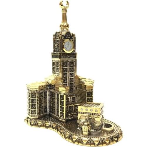 Zamzam Tower/Esma Clock Trinket Gold Esma Ul Husna Kaaba Trinket Table Clock with Stone Islamic Gift 25Cm