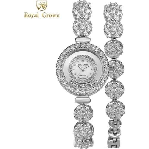 Prong Setting Womens Watch Royal Crown Shell Hours Clock Fine Fashion Dress Jewelry Twining Bracelet Luxury Crystal Girl Gift