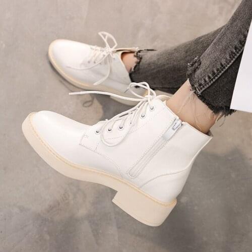 Krasovki Boots Womens 2021 New Short Boots Retro Tube Round Head Fashion Breathable Flat Bottom Chunky Heel Womens Ankle Boots