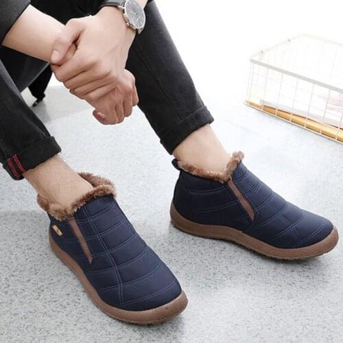 Winter Mens High-top Snow Boots Mens Couple Models Waterproof Warm Cotton Shoes Mens Plus Size Plus Velvet Cotton Boots Women