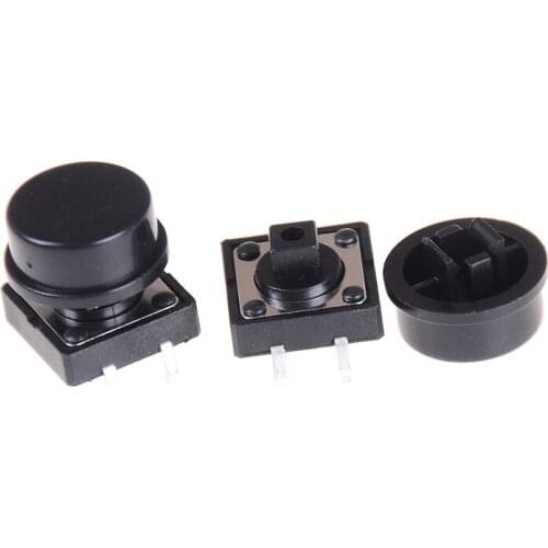10pcs 12x12x12mm Momentary Tact Switch 4 Pin Tactile Push Button Switch With Cap