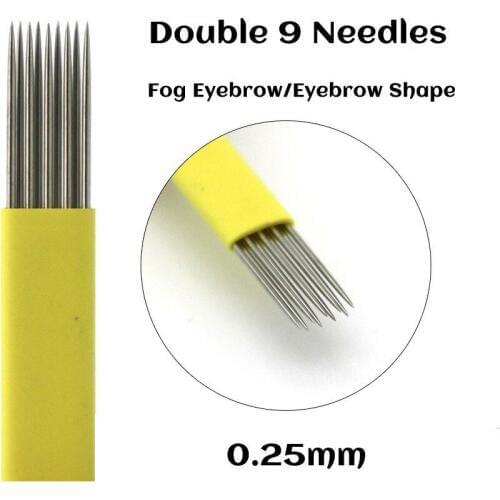 10pcs Microblading Needles 0.25mm Double Row 9 Pins Manual Fog Eyebrow Tattoo Needles Shading Blades Permanent Makeup Needles
