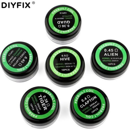10Pcs/lot A1 Prebuilt Coil Tiger QUAD HIVE Fused Alien Clapton Coils Heating Resistance Wire Premade Wrap Wire RDA Atomizer Vape