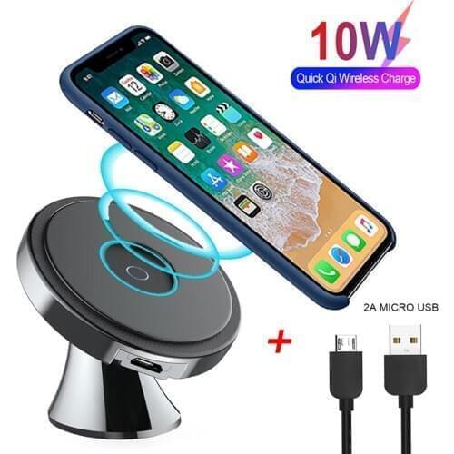 10W Wireless Car Charger Holder For iPhone 12Pro Max Airpods 2 Samsung No-Magnetic In Car Phone Navigation Stand Mount Charging