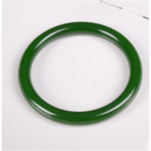 2 pcs Natural Chinese Green Jasper Hand-carved Bracelet Fashion Jewelry Spinach Thin Round Nephrite Jade Bracelet