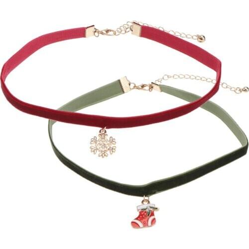 2Pcs Christmas Necklace Jewelry Ornament Festival Collar Pendant Neck Accessory