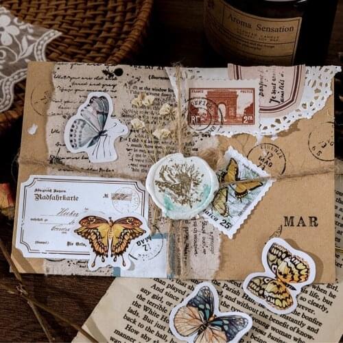 20Packs Wholesale Mini box Stickers Flowers Butterfly Specimen Scrapbooking Handmade Sticker Decoration hand stationery 4cm