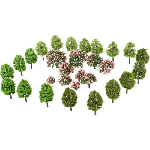 70pcs/kit Model Trees Green Peach Bloom Flower Plastic 1:75-1:500 Scenery Mini Garden Kid Toy Decor Architectural Landscape