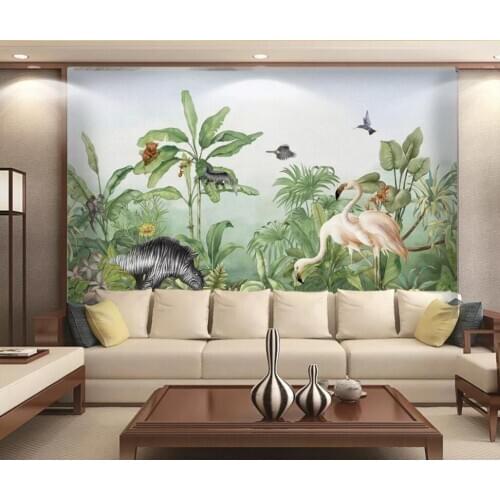 Customized large-scale 3D mural tropical amorous feelings plants flowers tropical rainforest background wall painting wallpaper