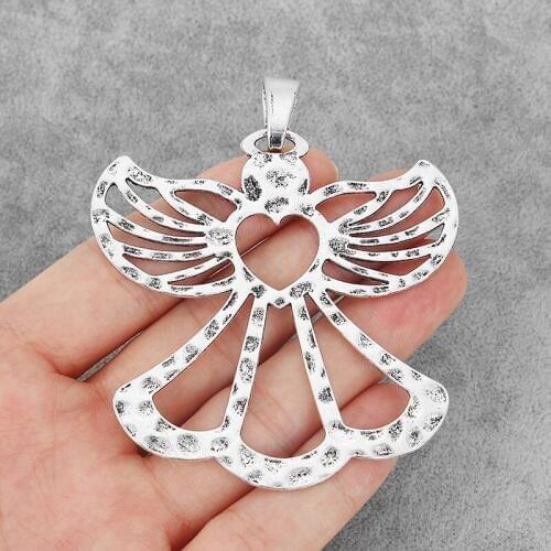 3PCS Large Abstract Hammered Open Fairy Angle Wings Charms Pendants for DIY Necklace Jewelry Findings
