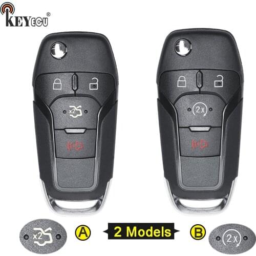 KEYECU for Ford Fusion Edge Explorer 2013-2015 Replacement Flip Remote Car Key Shell Case Fob 4 Button FCC ID: N5F-A08TAA