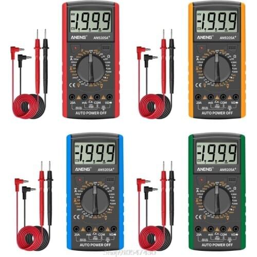 Digital Multimeter AC/DC Voltmeter Ammeter Resistance Tester Capacitance Diode Multimetro Shockproof Anti-burn AN9205A+ D03 20